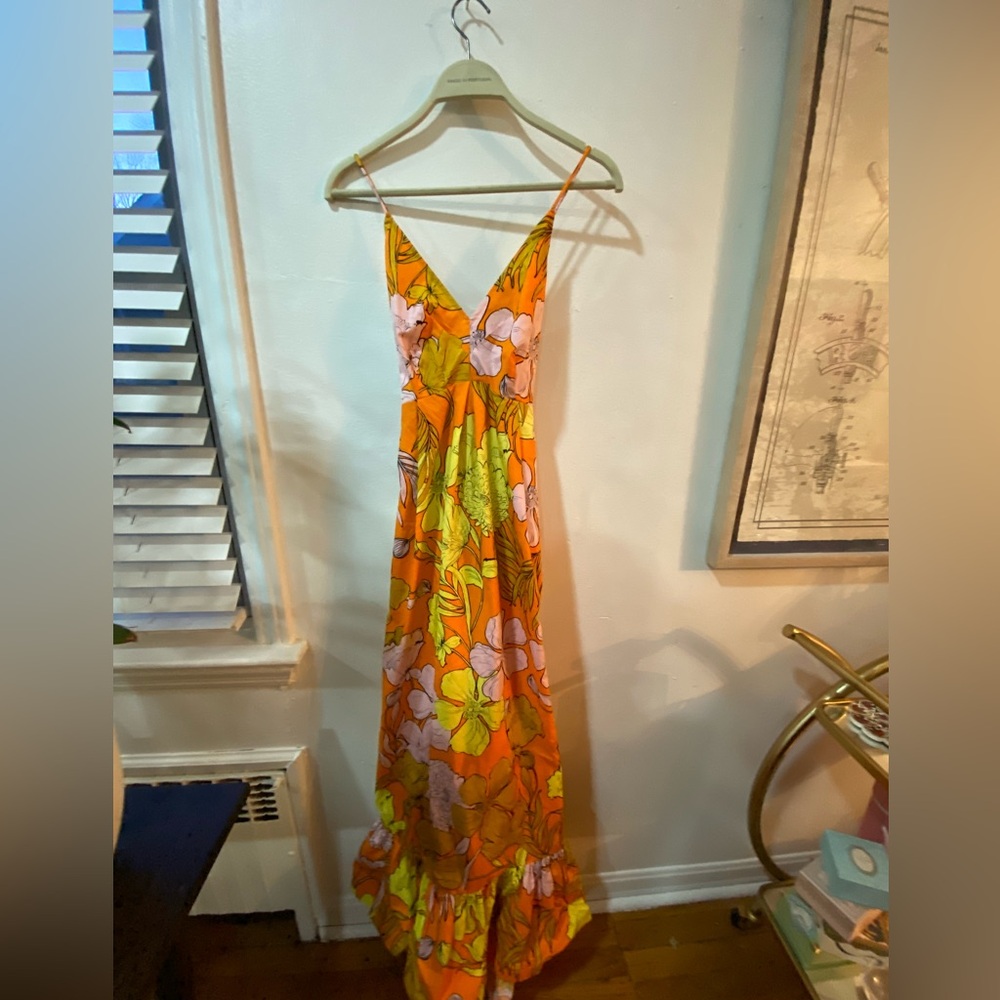 Tracy Reese Orange Floral Maxi Dress